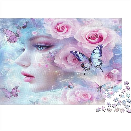 Schmetterling 3D Diamond Painting,Rosa Rose,1000pcs (75x50cm),DIY-Puzzle Für Erwachsene von kaiyun
