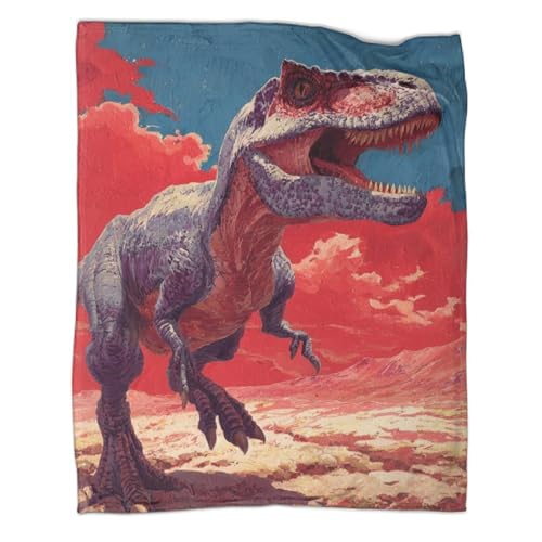 kaiyun Gouache-Kunst eines Dinosauriers,3D-Bedruckte Decke Für Jugendliche,Erwachsene,weiche Plüsch Überwürfe Für Urlaub,Bett,Sofa,40x50inch(100x130cm) von kaiyun