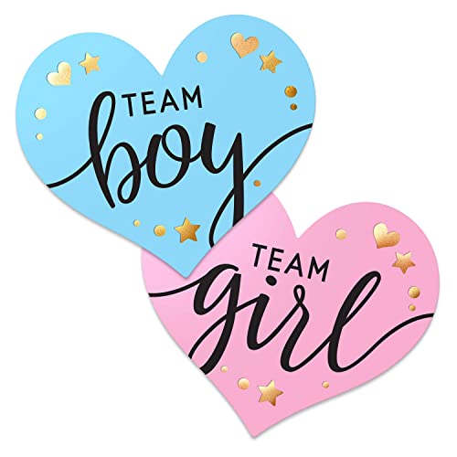 Gender Reveal Sticker,Team Boy or Girl,Team Boy und Team Girl Labels mit Goldfolie für Reveal Partys und Baby Showers（100er Set） von kajkey