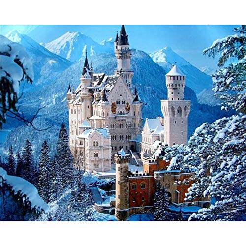 kangbaby DIY Diamant Malerei 5D Diamond Painting Vollbohrer Stickerei Malerei Schloss Neuschwanstein im Winterfür Home Wand Decor gemälde Kreuzstich 30x40cm von kangbaby