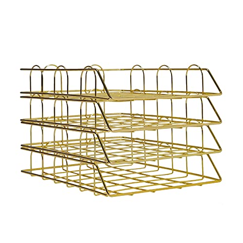 Büroablage Ablagefächer Briefablage Stapelbare Aktenablage Desktop Document Paper Organize Rack 4 Eisen Gold für Büro Schreibtisch Büroablage Ablagefächer Briefablage Stapelbare Aktenablage Desktop Document Paper Organize Rack 4 Eisen Gold für Büro Schreibtisch von kangten