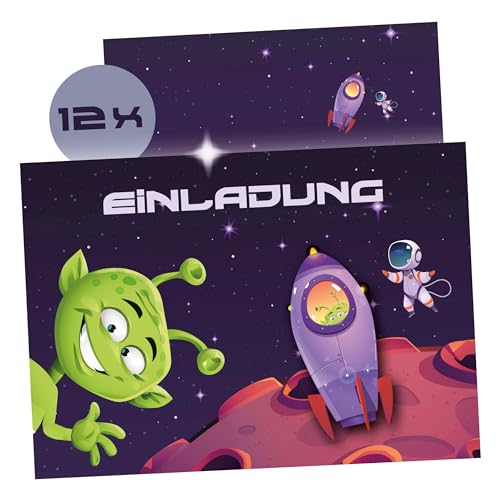 Astronaut • Weltraum • Alien - Einladungskarten für Kinder mit Rakete im Weltall | Geburtstag & Party | Einladungen für Kindergeburtstag Jungen | 12 Karten + 12 bedruckte Umschläge Astronaut • Weltraum • Alien - Einladungskarten für Kinder mit Rakete im Weltall | Geburtstag & Party | Einladungen für Kindergeburtstag Jungen | 12 Karten + 12 bedruckte Umschläge von karten Deluxe