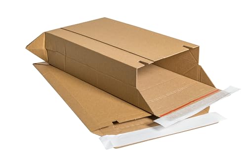 karton-billiger | 100x Versandtasche aus Karton Pappe Wellpappe, selbstklebend Aufreißfaden, DHL Kleinpaket, 350x250x80mm von karton-billiger