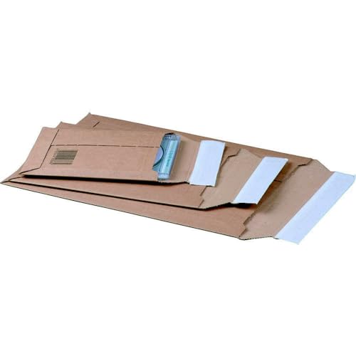 karton-billiger | Versandtasche aus Karton Pappe Wellpappe, selbstklebend Aufreißfaden, Warensendung Büchersendung | Format: CD - A3 (50, A4+ - IM 337x235x350mm) von karton-billiger