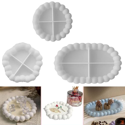 katmerio 3 Stück Silikonform Tablett, Silikonform Untersetzer, Silikonform Tablett Gießformen, Epoxidharz Formen für Untersetzer, Kerzenhalter, DIY von katmerio
