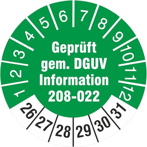10 Stück geprüft nach DGUV Information 208-022 Prüfetiketten / Prüfplaketten 30 mm rund Türen und Tore 2018-23 von kaufdeinschild
