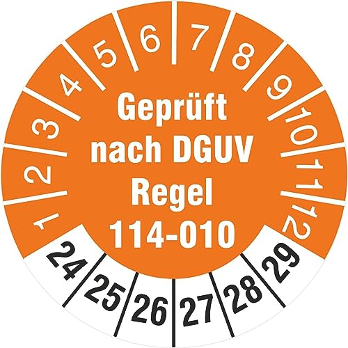 10 Stück geprüft nach DGUV Regel 114-010 Prüfetiketten/Prüfplaketten 30 mm rund Kipp- und Absetzbehälter 2024-29 von kaufdeinschild