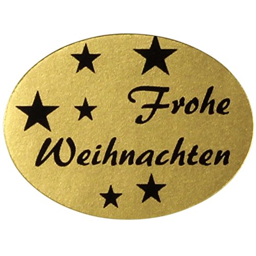 100 Etiketten/Aufkleber"Frohe Weihnachten" Weihnachtsaufkleber Weihnachtssticker 25 x 18 mm Haftpapier auf Rolle, ab 500 mit Spender von kaufdeinschild