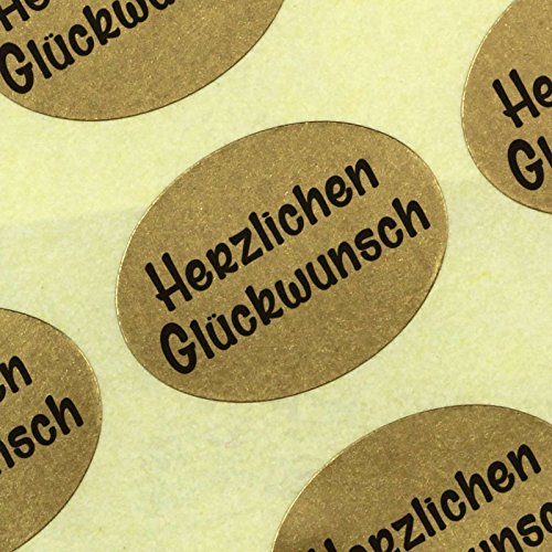 100 Etiketten/Aufkleber"Herzlichen Glückwunsch" gold Sticker Blumen 25 x 18 mm Haftpapier auf Rolle, ab 500 mit Spender von kaufdeinschild