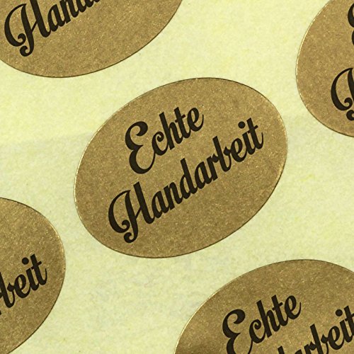 100 Etiketten Aufkleber Original Echte Handarbeit 25 x 18 mm Haftpapier gold auf Rolle, ab 500 mit Spender von kaufdeinschild