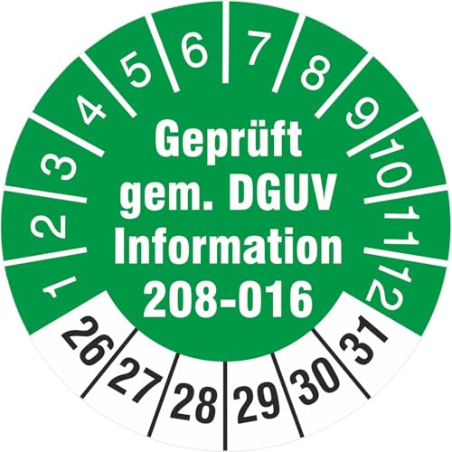 100 Stück geprüft nach DGUV Information 208-016 Prüfetiketten/Prüfplaketten 30 mm rund Leitern und Tritte 2022-27 von kaufdeinschild