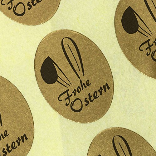 1000 Etiketten Frohe Ostern Aufkleber Etiketten 25 x 18 mm Haftpapier gold auf Rolle, mit Spender von kaufdeinschild