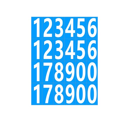 kawehiop 20 Stück/Set wasserdichte und ölbeständige Selbstklebende Nummernaufkleber, einfach anzubringende und langlebige Selbstklebende Buchstabenaufkleber, Blauer Hintergrund von kawehiop
