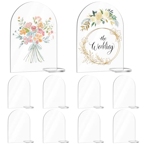 10 Stück Transparentes Bogen-Acrylschild, Acryl Tischnummer Hochzeit mit 10 Ständer, Acryl Clear Arch Tischkarte, Acrylplatte Transparent für Hochzeiten, Party, Büro, Restaurants (12,7x17,8cm) von kayqbonke