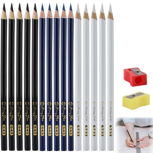 15 Stück Schneiderkreide, 3 Farben Schneiderkreidestift, Praktische Nähkreide Stoffkreide, Trickmarker Nähen mit 2 Bleistiftspitzern für Schneidern, Nähen, Basteln 15 Stück Schneiderkreide, 3 Farben Schneiderkreidestift, Praktische Nähkreide Stoffkreide, Trickmarker Nähen mit 2 Bleistiftspitzern für Schneidern, Nähen, Basteln von kayqbonke