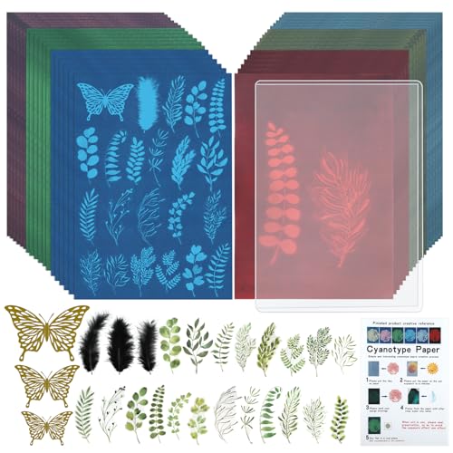 36 Stück Cyanotypie Papier Kit, A5 Hochempfindliches Sonnendruckpapier, 6 Farben Solar Fotopapier, Cyanotype Paper mit Cyanotypie Material für Kinder und Erwachsene zum Basteln 36 Stück Cyanotypie Papier Kit, A5 Hochempfindliches Sonnendruckpapier, 6 Farben Solar Fotopapier, Cyanotype Paper mit Cyanotypie Material für Kinder und Erwachsene zum Basteln von kayqbonke