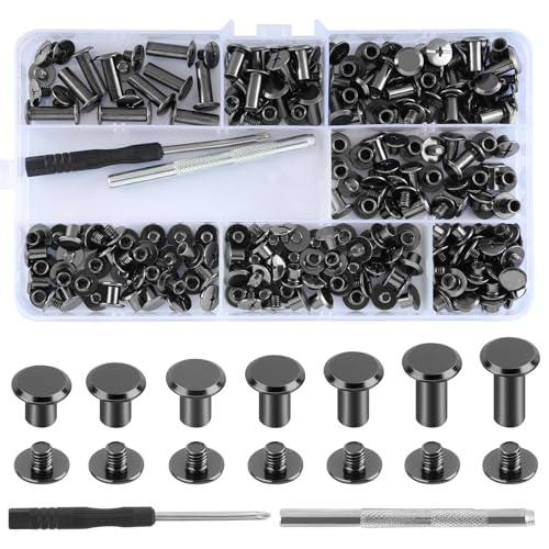 Kayqbonke 120 Stück Buchschrauben, M5 X 4/5/6/8/10/12/15 mm Chicago Schrauben, Kohlenstoffstahl mit Schwarzer Vernickelung Hülsenschrauben, Schraubnieten für DIY Leder Dekoration, Taschen, Handwerk Kayqbonke 120 Stück Buchschrauben, M5 X 4/5/6/8/10/12/15 mm Chicago Schrauben, Kohlenstoffstahl mit Schwarzer Vernickelung Hülsenschrauben, Schraubnieten für DIY Leder Dekoration, Taschen, Handwerk von kayqbonke