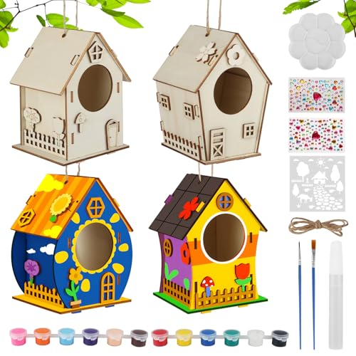 Kayqbonke 4 Stück Vogelhaus Bausatz für Kinder, DIY Holz Vogelhaus zum Bemalen Mit Farbform, Bastelset für Mädchen Jungen Kleinkinder Kayqbonke 4 Stück Vogelhaus Bausatz für Kinder, DIY Holz Vogelhaus zum Bemalen Mit Farbform, Bastelset für Mädchen Jungen Kleinkinder von kayqbonke