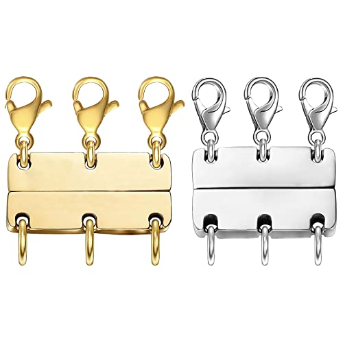 Kcctoo Halsketten-Verschluss, Schmuck-Trenner, Gold und Silber, magnetisch, mehrere Halskettenverschlüsse für Damen, mehrlagiger Look von kcctoo