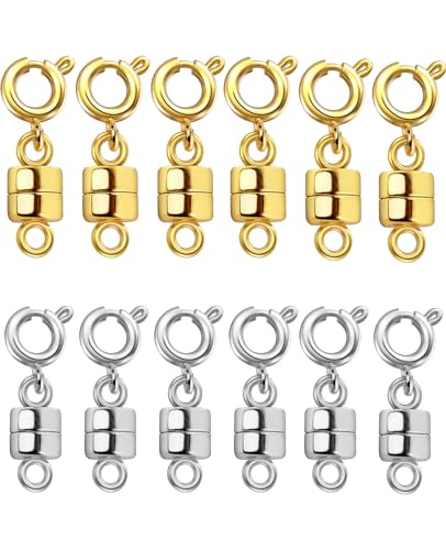 Kcctoo Magnetische Halskettenverschlüsse und Verschlüsse – Gold- und versilberte Rohrschlossverbinder für mehrschichtige Armbänder, Schmuck, mehrsträngige Bastelarbeiten, Halsketten-Abstandshalter von kcctoo