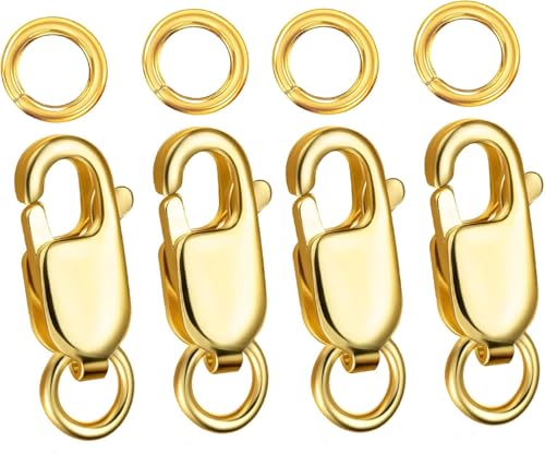 Kcctoo Silberner Karabinerverschluss mit geschlossenen Binderingen, 14 Karat Gold, Halskettenverschlüsse und Verschlüsse für Schmuckherstellung, hergestellt in Italien, 12 mm Kcctoo Silberner Karabinerverschluss mit geschlossenen Binderingen, 14 Karat Gold, Halskettenverschlüsse und Verschlüsse für Schmuckherstellung, hergestellt in Italien, 12 mm von kcctoo