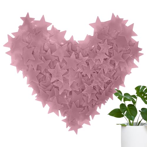 100 Pieces Leuchten Im Dunkeln Sterne Aufkleber, Leuchtende Sterne Für Die Schlafzimmerdecke, Geeignet Für Hochzeiten Und Kinder, Babyzimmer, Schlafzimmer Und Wohnzimmer (Rosa) von kdkskss