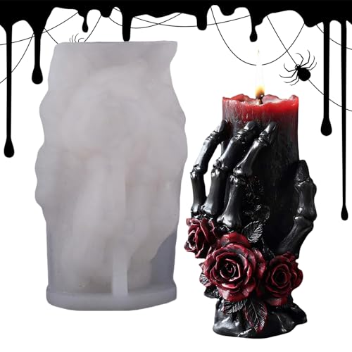 kdkskss Halloween Schädel Kerzen Gießform, Skelett Epoxidharz Gießform, Halloween Deko Partyzubehör Für Erwachsene Frauen Männer Kinder Familie Freunde Teens von kdkskss