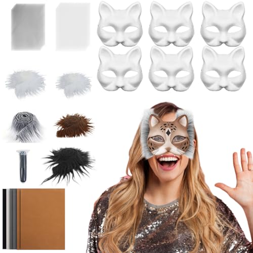 kdkskss Katzenmasken-Grundform,Set Mit Leerem Katzengesicht | Bastelset Mit Netzstoff Und Samtstoff-Zubehör Für Karneval Cosplay Party Maskerade kdkskss Katzenmasken-Grundform,Set Mit Leerem Katzengesicht | Bastelset Mit Netzstoff Und Samtstoff-Zubehör Für Karneval Cosplay Party Maskerade von kdkskss