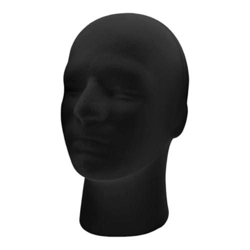 kdkskss Schaufensterpuppenkopf, Polystyrolkopf, Puppenkopf, Trainingskopf , Erwachsene Mannequin Kopf Display Für Kopfhörer, Hüte, Perücken, Schmuck, Schwarz von kdkskss