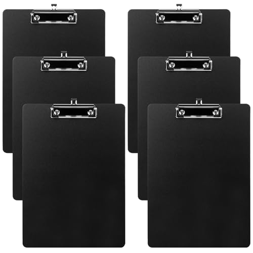 6 STK A4 Klemmbrett A4 Klemmbretter A4, Clipboard A4 Schreibblock, Schreibbrett DIN A4 Kunststoff Klemmbretter mit einziehbaren Haken für Studenten Lehrerr Büromaterial Büroartikel(Schwarz) von kebitedamai