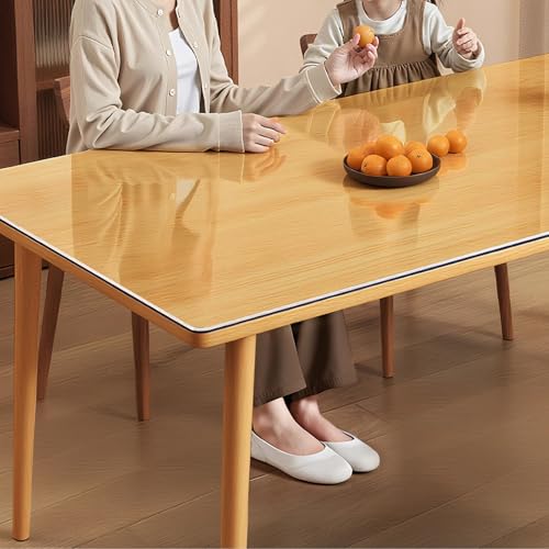 2.5mm PVC-Tischdeckenschutz,Wasserdichter Schalldichter Tischschutz,Schlagfeste Wärmeisolierende Schutzfolie,Schutzhülle für Esstische mit Abgeschrägten Kanten,für Küche (90x200cm/35x79in) von kefu01
