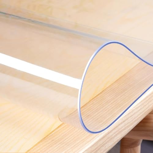 3mm Transparenter Tischdecke,Wasserdichte PVC Tischschutzfolie,Rechteckiger Schrumpffreie Schutztischdecke,Hochtemperaturbeständige Esstischabdeckung,Bürostuhlmatte (105x130cm/41x51in) von kefu01