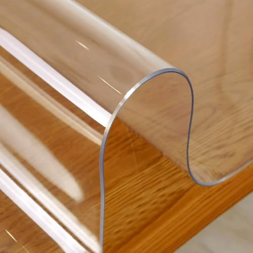 Wasserdichter 2.6mm PVC-Tischschutz,Hohe Temperaturbeständigkeit Kein Schrumpfen Transparente Tischdecke,Küche Esstisch-Schutzfolie,Rechteckige Holzmöbelabdeckung (40x130cm/16x51in) von kefu01