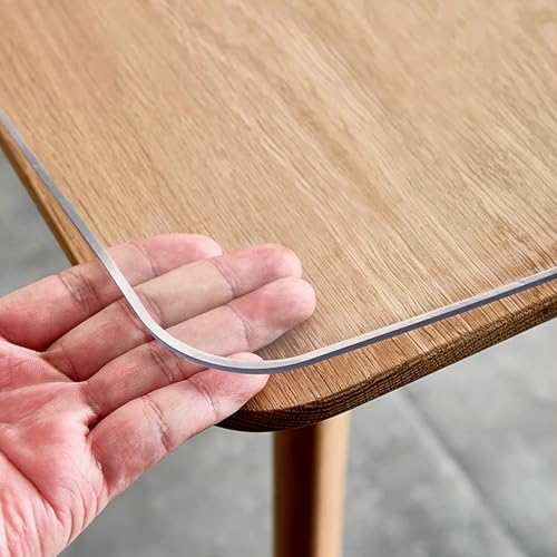 kefu01 Durchsichtiger Tischdecke Transparent Tischfolie,Ölbeständiger Verbrühungssicherer Transparenter Tischschutz,1mm PVC Glasklar Folie,Couchtische Wasserdicht Schutztischdecke (80x150cm/31x59in) von kefu01