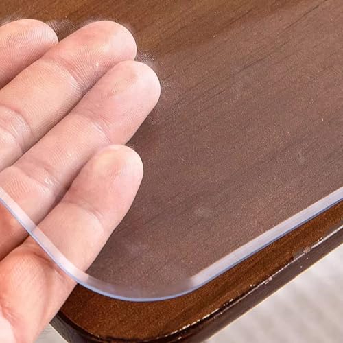 kefu01 Strapazierfähiger 1.5mm Tischdecke Transparent,PVC Tischschutz,Schutzfolie mit Abgeschrägter Kante,Wasserdichter Schutztischdecke,Tischfolie für Kommoden,Kaffee Esstische (90x180cm/35x71in) von kefu01