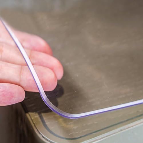 kefu01 Tischdecke Transparent Rechteckiger,Wasserdichter Tischdeckenschutz mit 60° Abschrägung,1.3mm Geruchloser Tischschutz,Ohne Schrumpfung Schutzfolie,für Büro küche Hause (90x200cm/35x79in) von kefu01