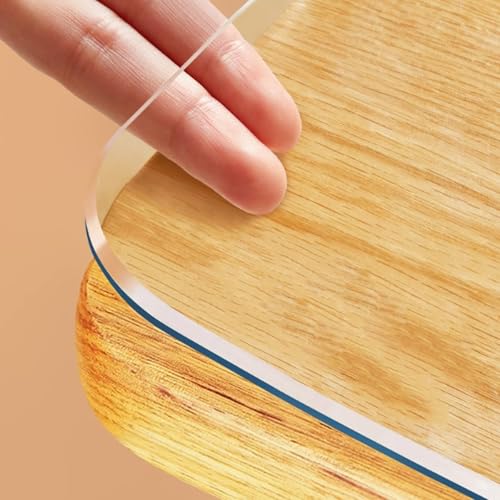 kefu01 Weiche Glastischdecke,2mm PVC-Durchsichtiger Schutzfolie Tischschutz,Wasserdichter Ölbeständiger Verbrühungssicherer Tischfolie,mit 65°-Abschrägung,für Esszimmertisch (100x160cm/39x63in) von kefu01