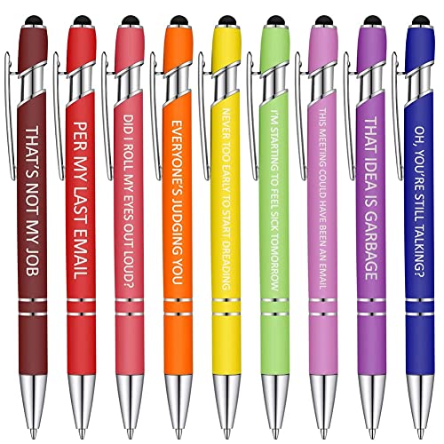 kekaa 10 Stücke Demotivational Sarkastischer Kugelschreiber Makkaron Touch Stylus Stifte für Büro, Schwarz von kekaa