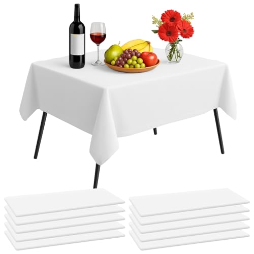 KELAV 10 Stück Tischdecke Weiß,137 x 274 cm Polyester Tischdecke,rechteckige Tische Kunststoff-Tischdecke wasserdichte Tischdecke,für Hochzeit,Party,Kindergeburtstag,Weihnachten,Restaurants von kelav