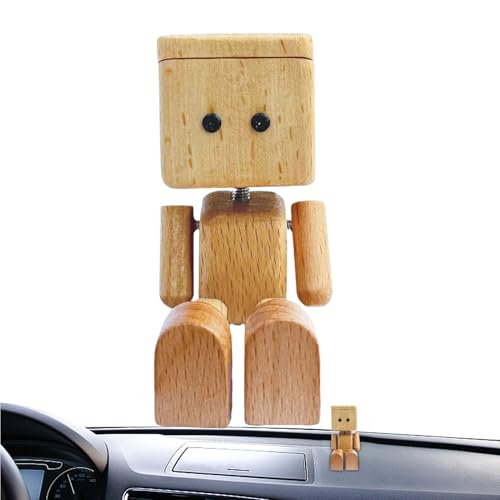 keloppasit Wackelfigur Auto Holz, Wackelnde Holzfiguren Mann, Charmante Kleine Hölzerne Figur, Lustige Schüttelte Füße Holzpuppe, Auto Innenausstattung Display Ornament Für Heimtischplatte von keloppasit