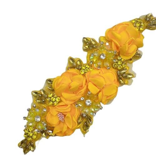 1 Stück Handwerk 3D Blume Strass Perlen Applikation Hochzeitskleid Stirnband Nähen DIY von keusyoi