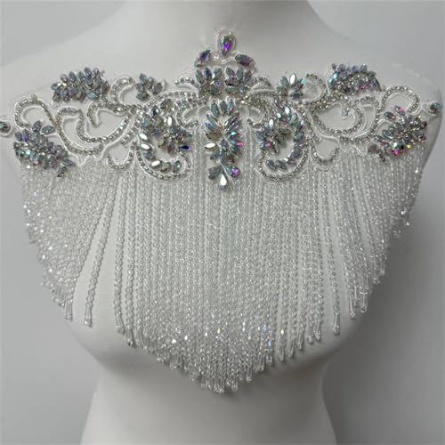 1 Stücke Handgemachte Perlen Strass Hochzeit Patches Mit Quasten Applikationen Für Kleidung Dekoration von keusyoi