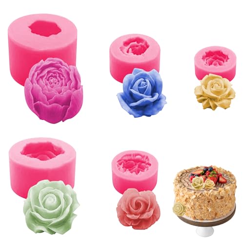 keyxer 5 Stücke 3D Silikonform Blumen, 3D Blumen Fondant Formen Silikon, Silikonformen Gießformen Kerzen Form Blume Blühen Rose für Handgefertigte Kuchendekoration, Schokolade, Epoxidguss, Harz keyxer 5 Stücke 3D Silikonform Blumen, 3D Blumen Fondant Formen Silikon, Silikonformen Gießformen Kerzen Form Blume Blühen Rose für Handgefertigte Kuchendekoration, Schokolade, Epoxidguss, Harz von keyxer