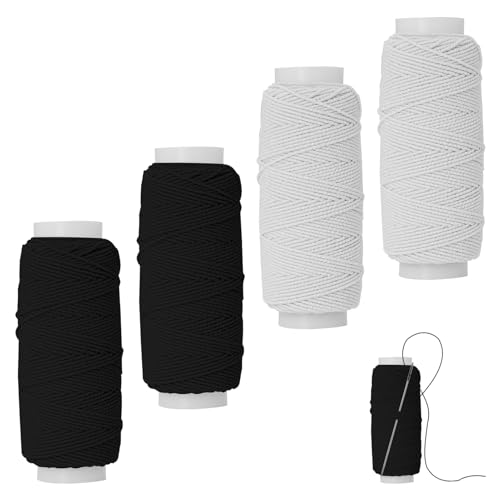 keyxer Elastisches Nähgarn, elastische Schnur, 4 Stück elastischer Faden zum Nähen, Kann zur Kostümherstellung, verwendet Werden, auch für Perlenarmbänder, Halsketten und Schmuckhandwerk geeignet von keyxer