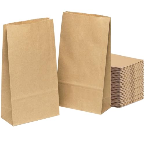 100 Stück Papiertüten klein 9 x 16 cm - Tüten Kindergeburtstag braun Kraftpapiertüten Butterbrottüten Brottüten Kraftpapier Beutel Adventskalender zum Befüllen Geschenktüten Papiertüte DIY von kgpack