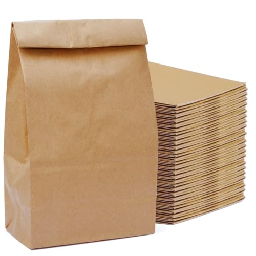 20 Stück Kraftpapiertüten 26 x 15 cm - Papiertüten Butterbrottüten Brottüten Tüten Kindergeburtstag Kraftpapier Beutel Adventskalender zum Befüllen Geschenktüten Papiertüte DIY Blockbodenbeutel von kgpack