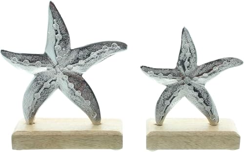 khevga Seestern Deko aus Mangoholz und Metall – Maritime Tischdekoration – Holz Seesterne 15x15cm & 12x12cm auf Holzsockel – Strandhaus Rustikale Dekoration khevga Seestern Deko aus Mangoholz und Metall – Maritime Tischdekoration – Holz Seesterne 15x15cm & 12x12cm auf Holzsockel – Strandhaus Rustikale Dekoration von khevga