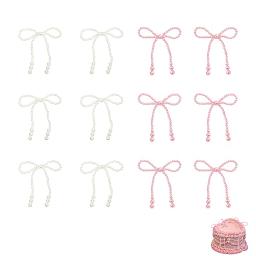 12-teiliges Kuchenaufsatz-Set mit Perlenschleife und Punkten, elegante Cupcake-Topper für Geburtstage, Hochzeiten, Motto-Party-Dekorationen für Kuchen, Desserts und vielseitige Party-Dekoration (Weiß 12-teiliges Kuchenaufsatz-Set mit Perlenschleife und Punkten, elegante Cupcake-Topper für Geburtstage, Hochzeiten, Motto-Party-Dekorationen für Kuchen, Desserts und vielseitige Party-Dekoration (Weiß von kicder
