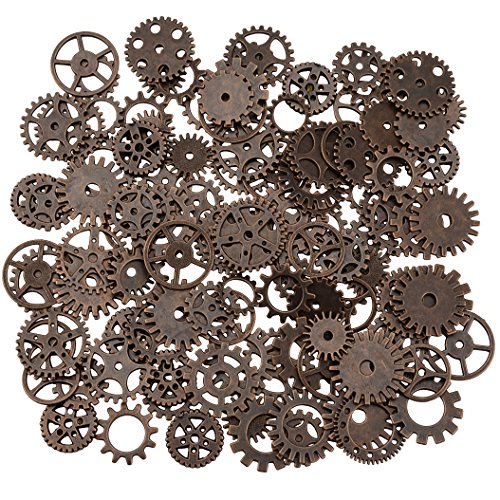 200 Gramm sortierte Vintage Bronze Metall Steampunk Schmuck machen Charms Cog Watch Wheel (Kupfer) von kidsnado