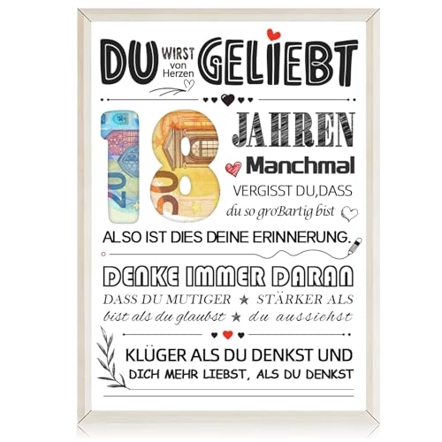 kiimiipa 18.Geburtstag Mädchen Junge,18.Geburtstag Geldgeschenk,Geschenke Zum 18 Geburtstag Mädchen Junge,18 Jahre Geburtstag Junge Mädchen,Bilderrahmen für 18 Geburtstag Deko Geldgeschenke (Style 2) von kiimiipa